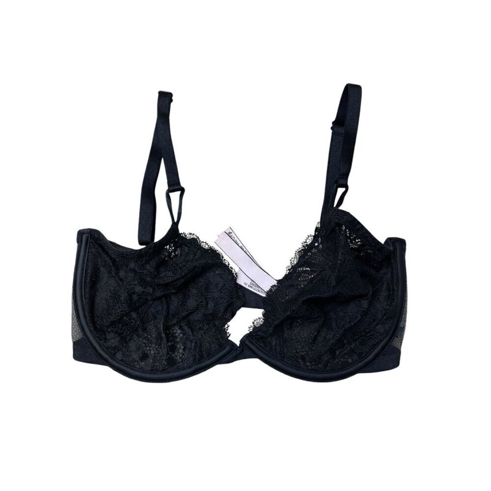 Victoria’s Secret Unlined Demi Lace Bra Sheer Size 32DDD Black